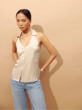 Reformation 100% silk halter top